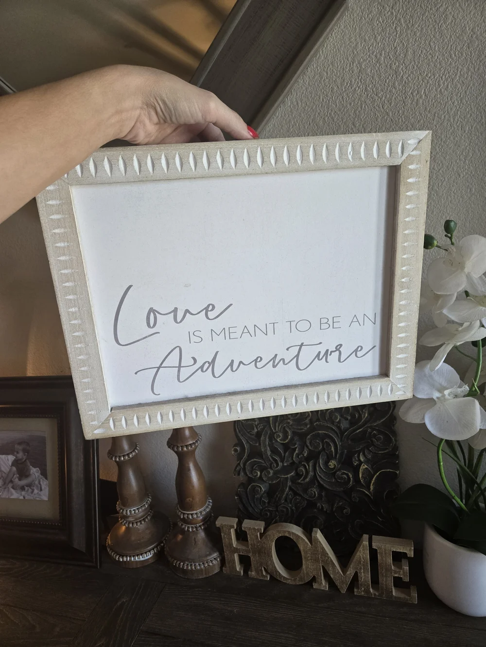 Neutral White & Tan 'Love is Meant to Be an Adventure' Framed Sign